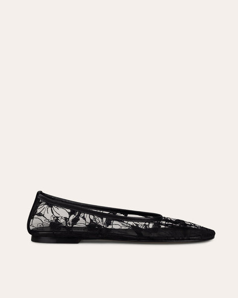 Lace Ballet Flats, Black — Made in Italy | Dear Frances