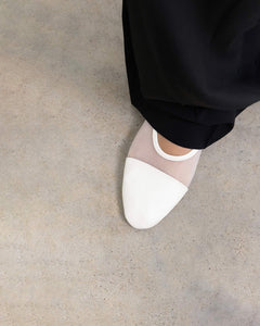white flat dress shoes Women's Casual | Casual Shoes | Sadie Square Toe Slip-on Ballet Flats | Size 6 M complemented by contrast suede piping along the topline and a delicate knotted bow at the vamp White Bow Decor Ballet Flats