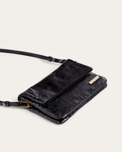 Mari Small Crossbody, Black Croc Handbags dear-frances 