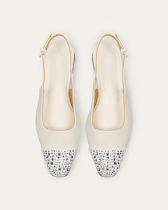 Tia Slingback, Crema Crystal Tia flat dear-frances 