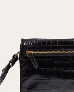 Mari Small Crossbody, Black Croc Handbags dear-frances 