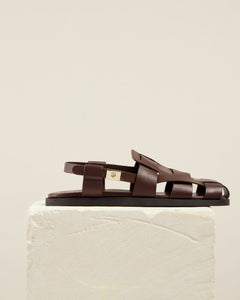 Louis Vuitton Dark Brown Leather Logo Cross Strap Flat Slides Sandals Size  41 Louis Vuitton